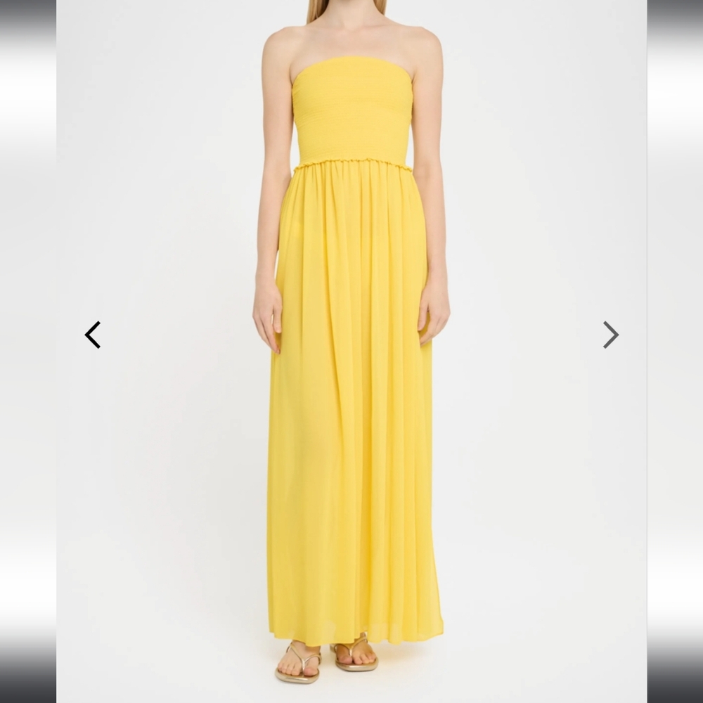 Forever 21 Yellow Strapless Maxi Dress